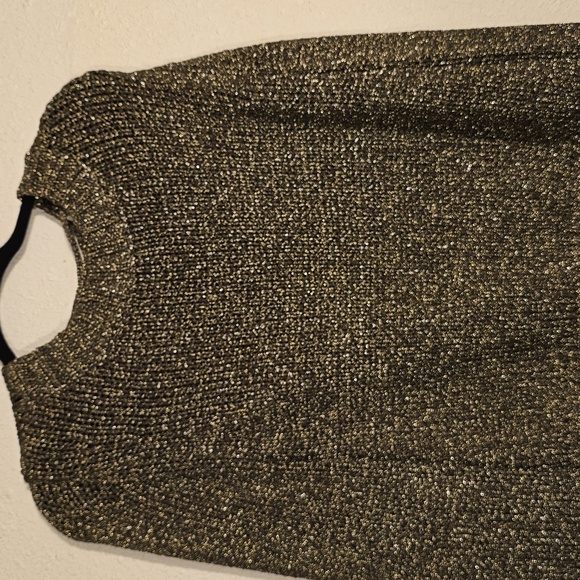 A.L.C. Sweater Jumper Womens Large Metallic Gold Lace Up Back Pullover Ribbed - Picture 4 of 8